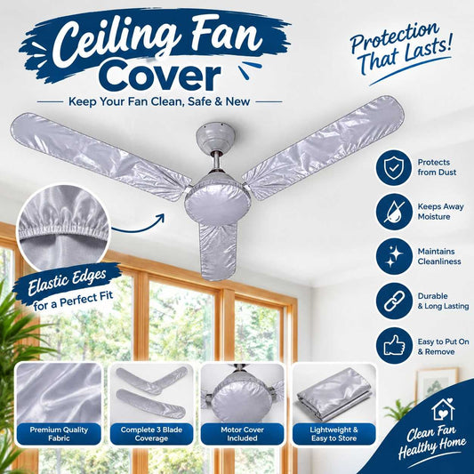 Dustproof Ceiling Fan Cover Set – 3 Blade + Motor Covers